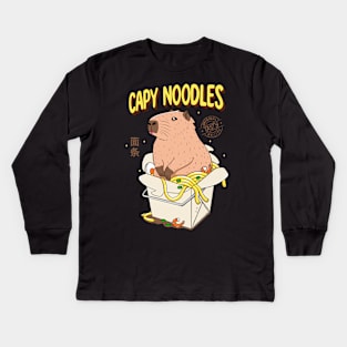 Capy Noodles Kids Long Sleeve T-Shirt